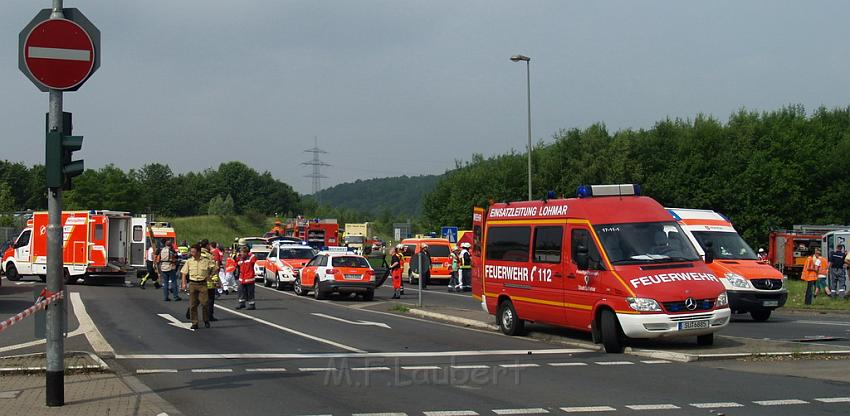 Schwerer Unfall mit Reisebus Lohmar Donrather Dreieck P325.JPG